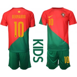 Portugalsko Bernardo Silva #10 Dětské Domácí dres komplet MS 2022 Krátký Rukáv (+ trenýrky)